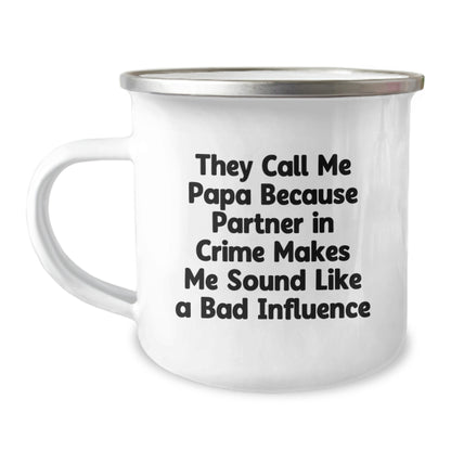 Funny Papa Camping Mug, Birthday Unique Gifts for Papa, Gifts from Men, Partners in Crime Mug, Papa is the Best - Image 1