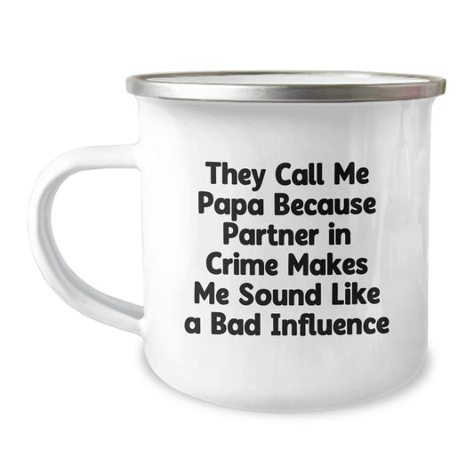 Funny Papa Camping Mug, Birthday Unique Gifts for Papa, Gifts from Men, Partners in Crime Mug, Papa is the Best - Image 1