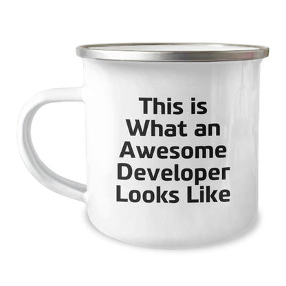 Funny Developer Gifts from Friends or Coworkers for Valentine's Unique Developer Camping Mug - Image 1