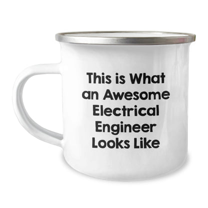 Gifts from Men to Electrical Engineer Friends, Valentine's Unique Mugs for Electrical Engineer, Quote This Is What An Awesome Electrical Engineer Looks Like Stainless Steel Camping Mug - Image 1