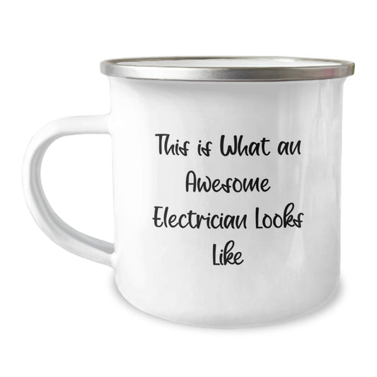 Gifts from Men for Electrician Valentine's Unique Camping Mug - 'This Is What An Awesome Electrician Looks Like' - Image 1