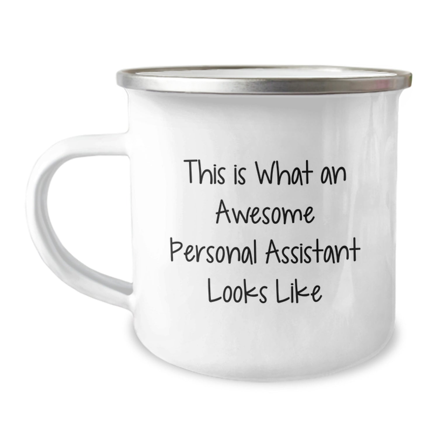 Personal Assistant Camping Mug, Funny Quote Gifts from Friends for Birthday, 12 oz Stainless Steel with Enamel Finish - Image 1