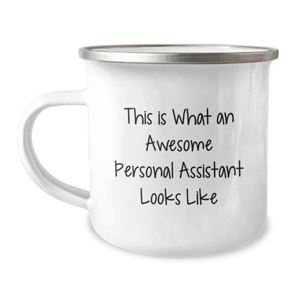 Personal Assistant Camping Mug, Funny Quote Gifts from Friends for Birthday, 12 oz Stainless Steel with Enamel Finish - Image 1