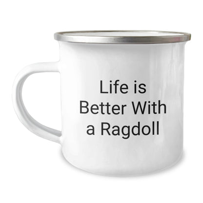 Ragdoll Cat Lovers' Funny Camping Mug Gifts from Family for Graduation, Life Is Better With A Ragdoll - Image 1