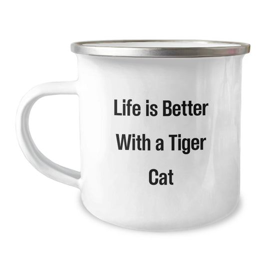 Tiger Cat Gifts for Men from Family, Funny Camping Mug with Life Is Better Quote, Unique Graduation Presents - Image 1