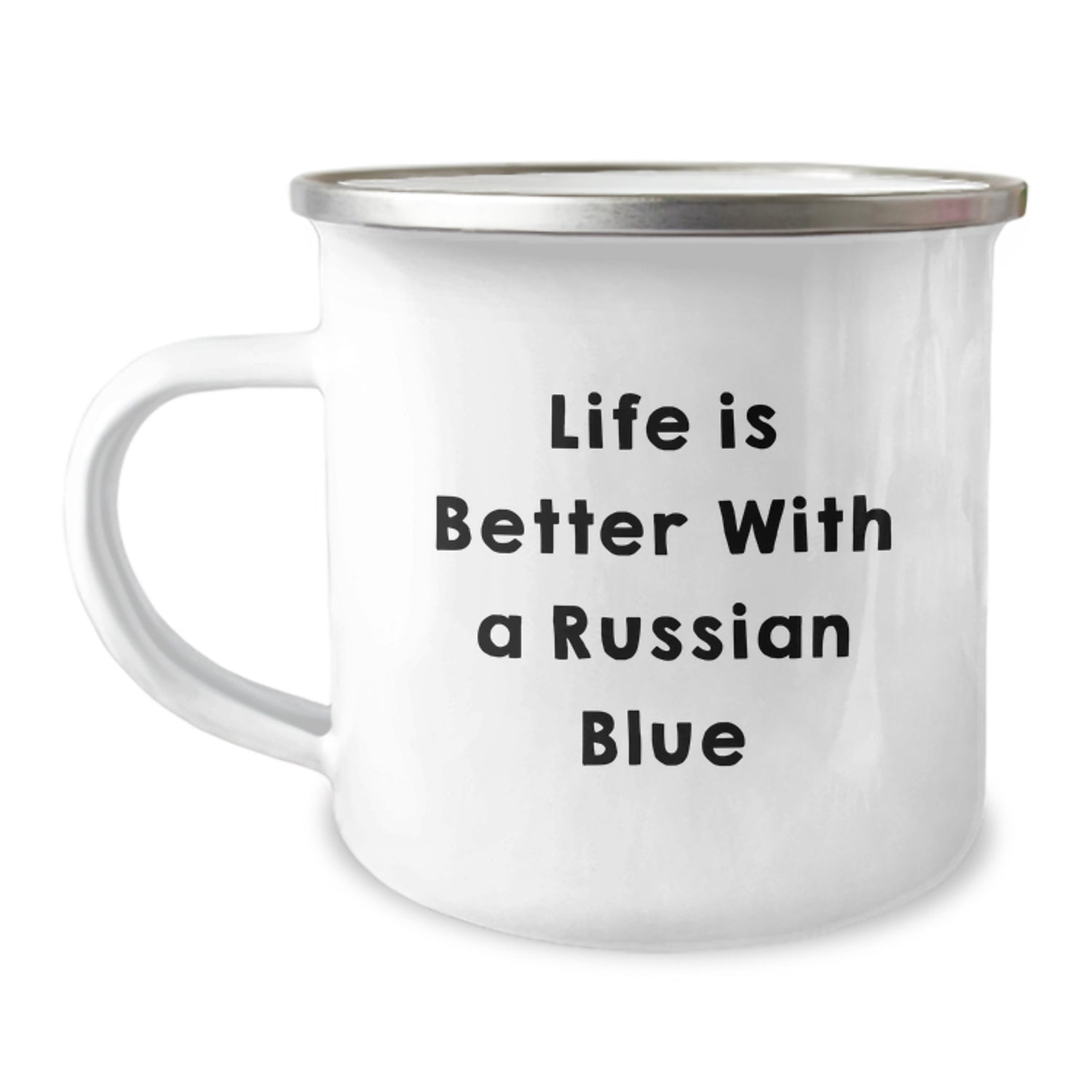 Funny Russian Blue Cat Gifts, Life Is Better With A Russian Blue, Graduation Unique Gifts from Family to Friends - Camping Mug - Image 1