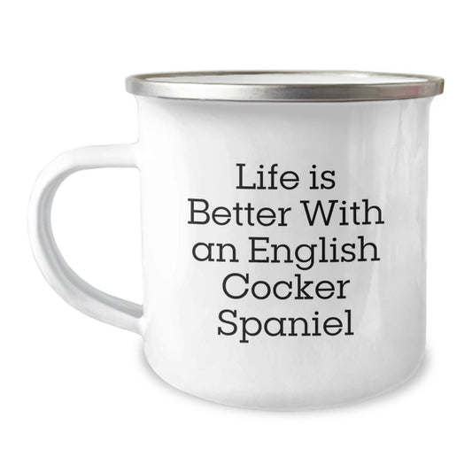 Funny English Cocker Spaniel Dog Valentine's Unique Gifts from Men, Women, Friends, Family - Camping Mug with Quote 'Life Is Better With An English Cocker Spaniel' - Image 1