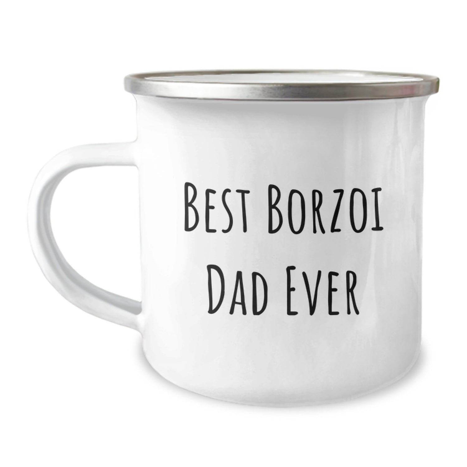 Borzoi Dog Lover Gifts from Dad for Best Borzoi Dad Ever, Unique Valentine's Gifts for Men, Stainless Steel Camping Mug - Image 1