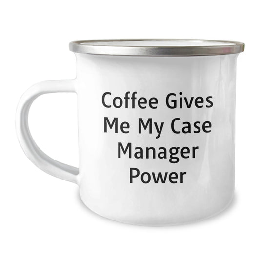 Funny Coffee Lovers Gifts for Case Manager Friends and Family from Men - Case Manager Camping Mug with Inspirational Quote Coffee Gives Me My Case Manager Power Christmas Unique Gifts - Image 1
