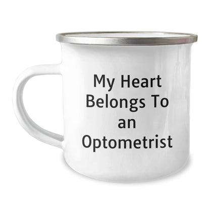 Funny Optometrist Gifts from Men, Unique Christmas Mugs for Optometrist Friends, 'My Heart Belongs To An Optometrist' Stainless Steel Camping Mug - Image 1