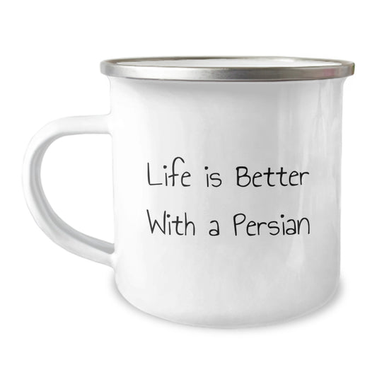 Funny Persian Cat Gifts from Mom for Birthday Unique Gifts - Life Is Better With A Persian Camping Mug - Image 1