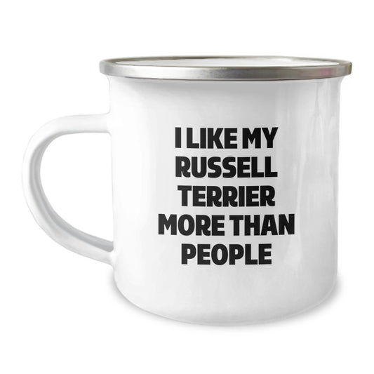 Russell Terrier Dog Lovers Camping Mug, I Like My Russell Terrier More Than People Funny Quote, Gifts from Friends and Family, Birthday Unique Presents for Him Her - Image 1
