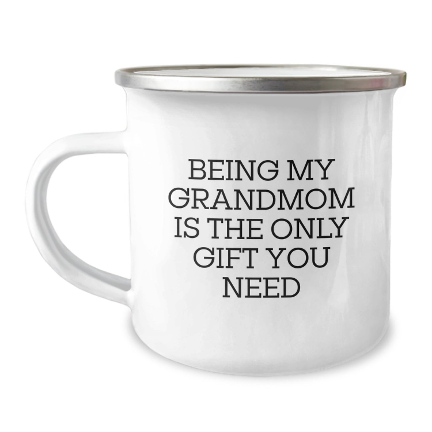 Grandmom Gifts from Us, Being My Grandmom Is The Only Gift You Need Funny Camping Mug for Birthday, Gifts for Grandmom, 12 oz Stainless Steel with Enamel Finish - Image 1