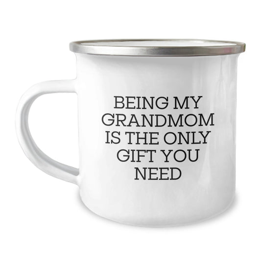 Grandmom Gifts from Us, Being My Grandmom Is The Only Gift You Need Funny Camping Mug for Birthday, Gifts for Grandmom, 12 oz Stainless Steel with Enamel Finish - Image 1