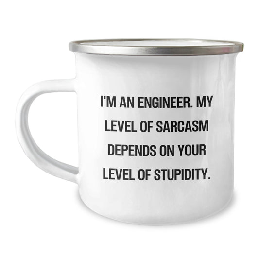 Funny Engineer Christmas Unique Gifts from Men to Friends for Camping Mug I'm An Engineer My Level Of Sarcasm Depends On Your Level Of Stupidity Engineer Humor - Image 1