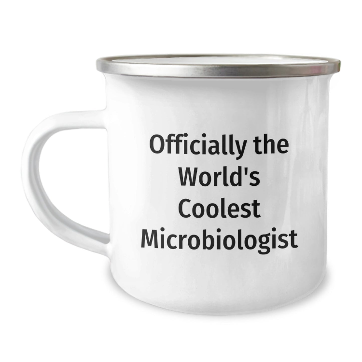 Funny Microbiologist Gifts for Christmas Unique Presents from Friends - 'Officially The World's Coolest Microbiologist' Camping Mug, Stainless Steel with Enamel Finish, 12 oz Capacity - Image 1