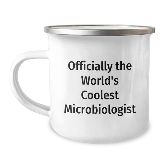 Funny Microbiologist Gifts for Christmas Unique Presents from Friends - 'Officially The World's Coolest Microbiologist' Camping Mug, Stainless Steel with Enamel Finish, 12 oz Capacity - Image 1