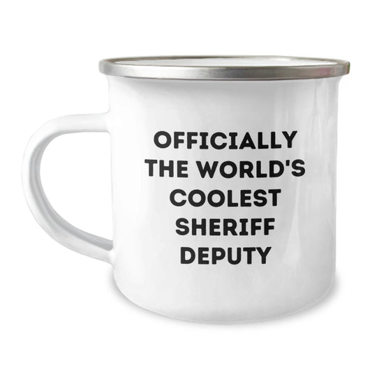 Funny Sheriff Deputy Gifts for Men, World's Coolest Camping Mug, Christmas Unique Presents from Friends to Family - Image 1