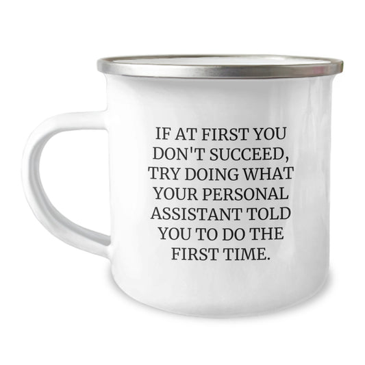 Funny Personal Assistant Gifts, Camping Mug for Christmas Unique Presents from Family - Image 1