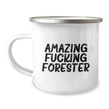 Funny Forester Gifts from Friends, Christmas Unique Camping Mug with Inspirational Quote 'Amazing F--king Forester', Perfect Forester Christmas Unique Gifts for Men - Image 1