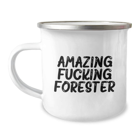 Funny Forester Gifts from Friends, Christmas Unique Camping Mug with Inspirational Quote 'Amazing F--king Forester', Perfect Forester Christmas Unique Gifts for Men - Image 1