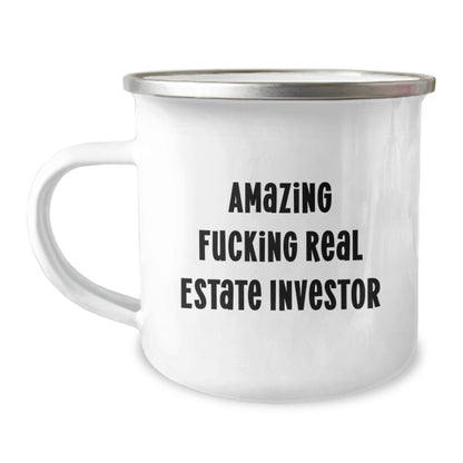 Funny Real Estate Investor Gifts for Men, Unique Christmas Unique Gifts from Friends, Camping Mug with 'Amazing F--king Real Estate Investor' Quote, Perfect for Real Estate Investor - Image 1
