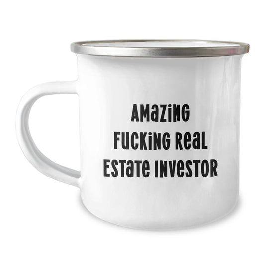 Funny Real Estate Investor Gifts for Men, Unique Christmas Unique Gifts from Friends, Camping Mug with 'Amazing F--king Real Estate Investor' Quote, Perfect for Real Estate Investor - Image 1