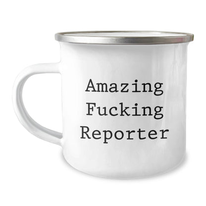 Funny Reporter Gifts for Him - Amazing F--king Reporter Camping Mug, Christmas Unique Gifts from Friends, Family, and Coworkers - Image 1