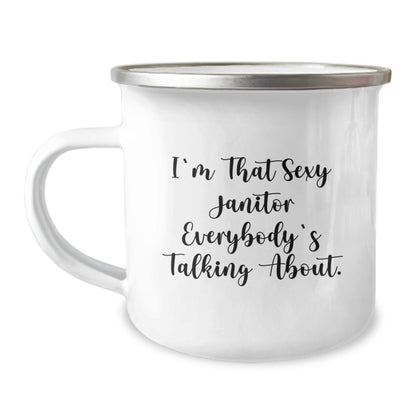Funny Janitor Gifts for Christmas - Sexy Janitor Quote on Camping Mug for Friends and Family, Unique Janitor Staff Appreciation Gifts, Janitor Mug for Men - Image 1