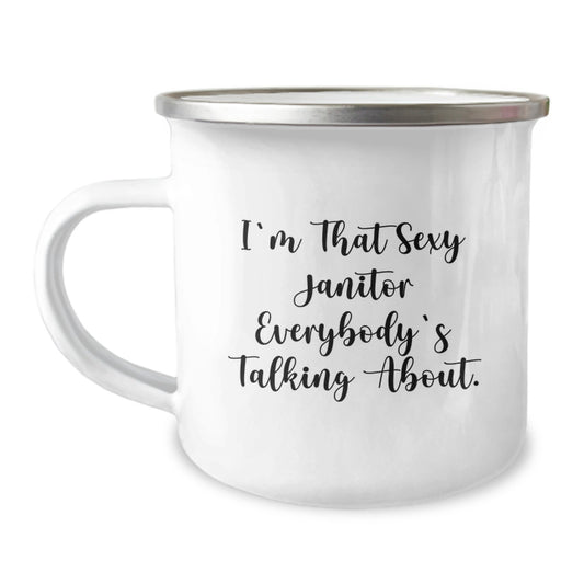 Funny Janitor Gifts for Christmas - Sexy Janitor Quote on Camping Mug for Friends and Family, Unique Janitor Staff Appreciation Gifts, Janitor Mug for Men - Image 1