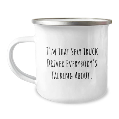 Gifts for Truck Driver Friends Unique Christmas Memorable Presents from Family - Sexy Truck Driver Camping Mug - Image 1