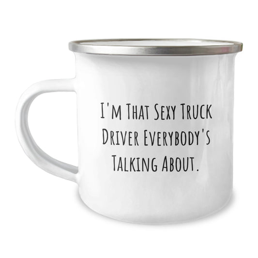 Gifts for Truck Driver Friends Unique Christmas Memorable Presents from Family - Sexy Truck Driver Camping Mug - Image 1