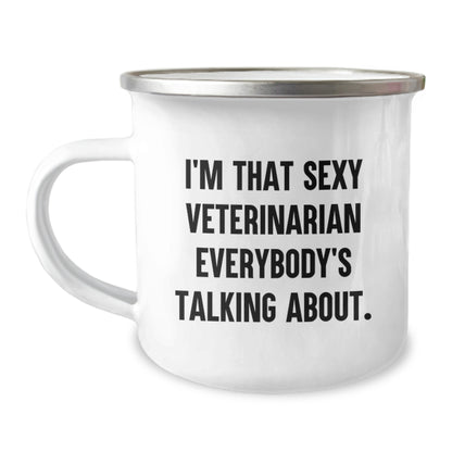 Funny Veterinarian Gifts for Men from Family - 'I'm That Sexy Veterinarian Everybody's Talking About' Christmas Unique Mug, 12 oz Stainless Steel Camping Mug - Image 1