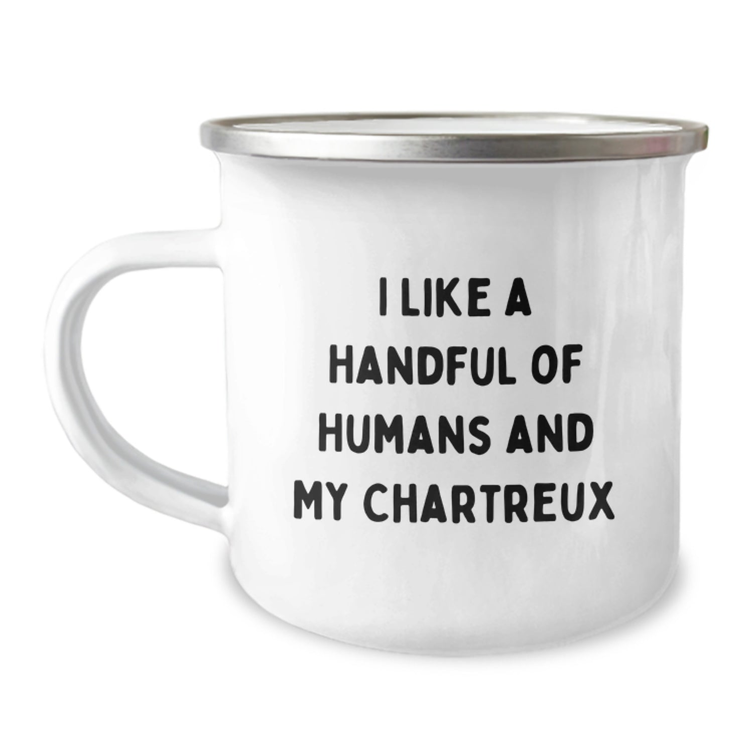 Funny Chartreux Cat Gifts for Men, Unique Camping Mugs from Friends on Christmas, 'I Like A Handful Of Humans And My Chartreux' - Image 1