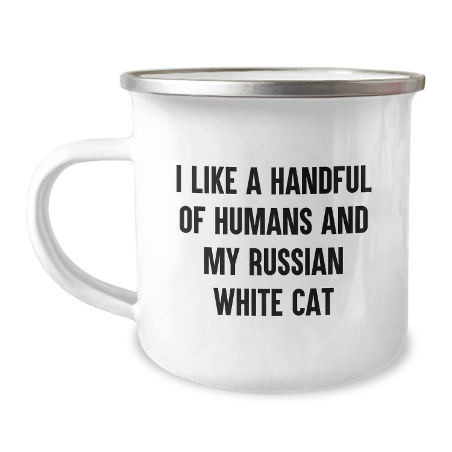 Russian White Cat Lover Gifts from Friends Funny Camping Mug for Christmas Unique Presents - Image 1