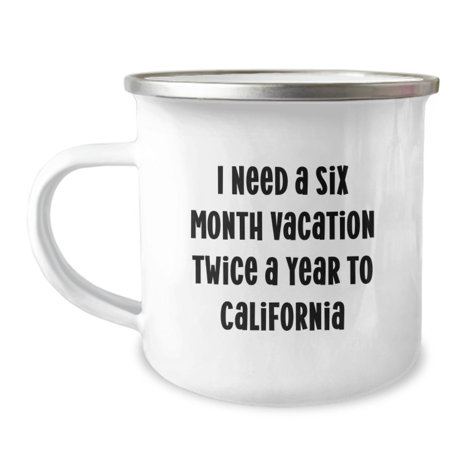 Funny California Gifts for Friends and Family - California Camping Mug - Six Month Vacation Twice A Year To California - Image 1
