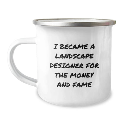Funny 'I Became A Landscape Designer For The Money And Fame' Gifts from Friends for Men and Women - Landscape Designer Camping Mug, Christmas Unique Gifts - Image 1