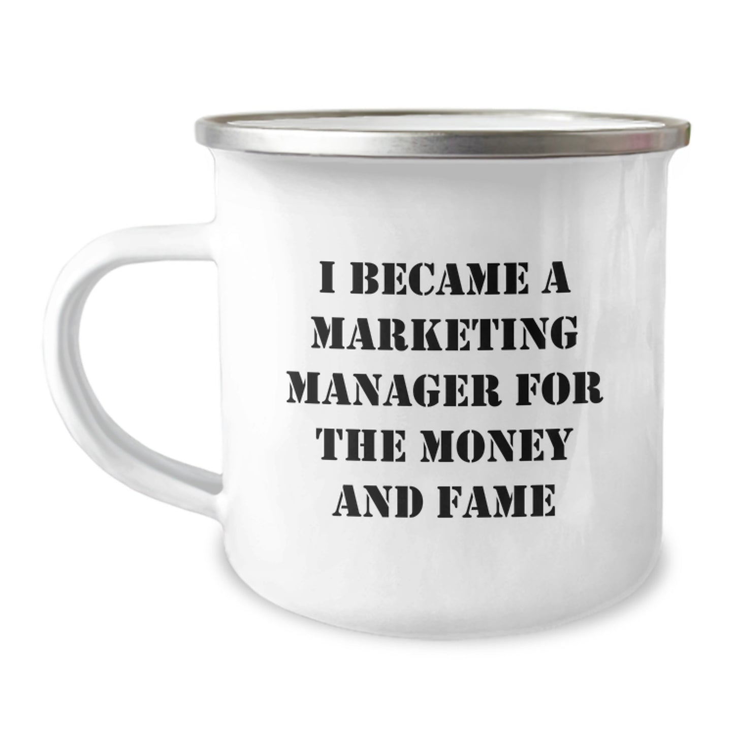 Funny Marketing Manager Gifts from Friends for Christmas, Gifts for Marketing Manager, Enamel Camping Mug - Image 1