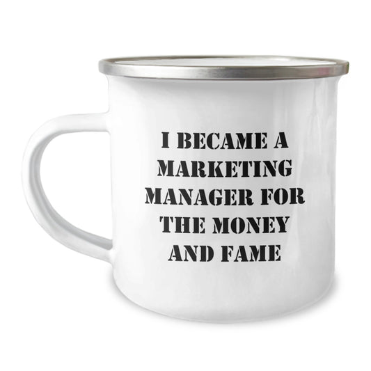 Funny Marketing Manager Gifts from Friends for Christmas, Gifts for Marketing Manager, Enamel Camping Mug - Image 1