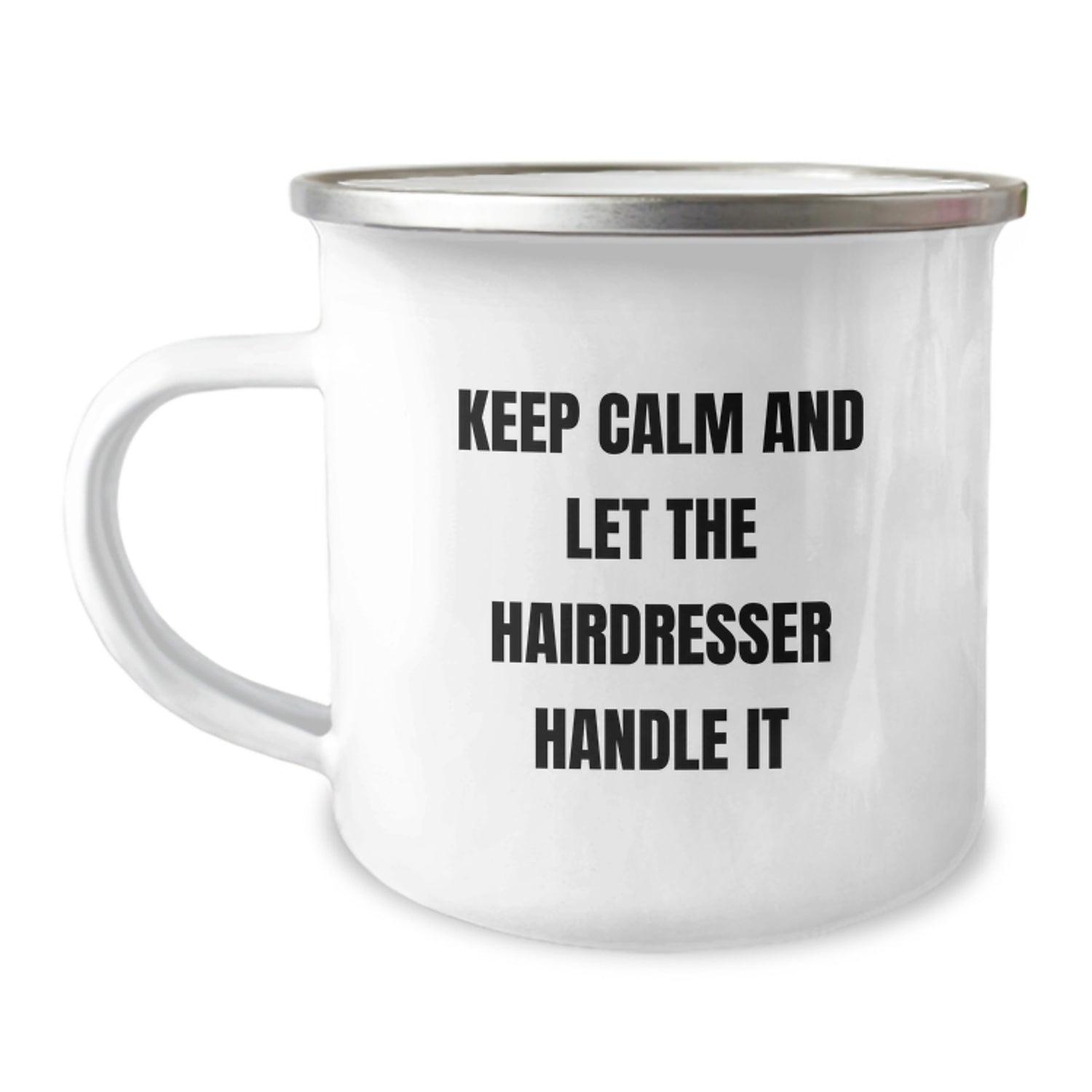 Funny Hairdresser Christmas Unique Gifts from Friends, Unique Camping Mug for Hairdresser, Keep 'Calm and Let the Hairdresser Handle It' - Image 1