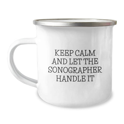 Funny Sonographer Gifts from Friends, Unique Christmas Unique Gifts for Sonographer, Camping Mug Stainless Steel with Enamel Finish - Image 1