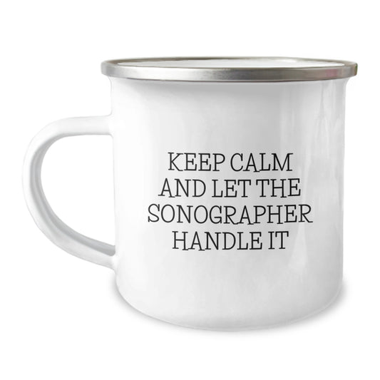 Funny Sonographer Gifts from Friends, Unique Christmas Unique Gifts for Sonographer, Camping Mug Stainless Steel with Enamel Finish - Image 1