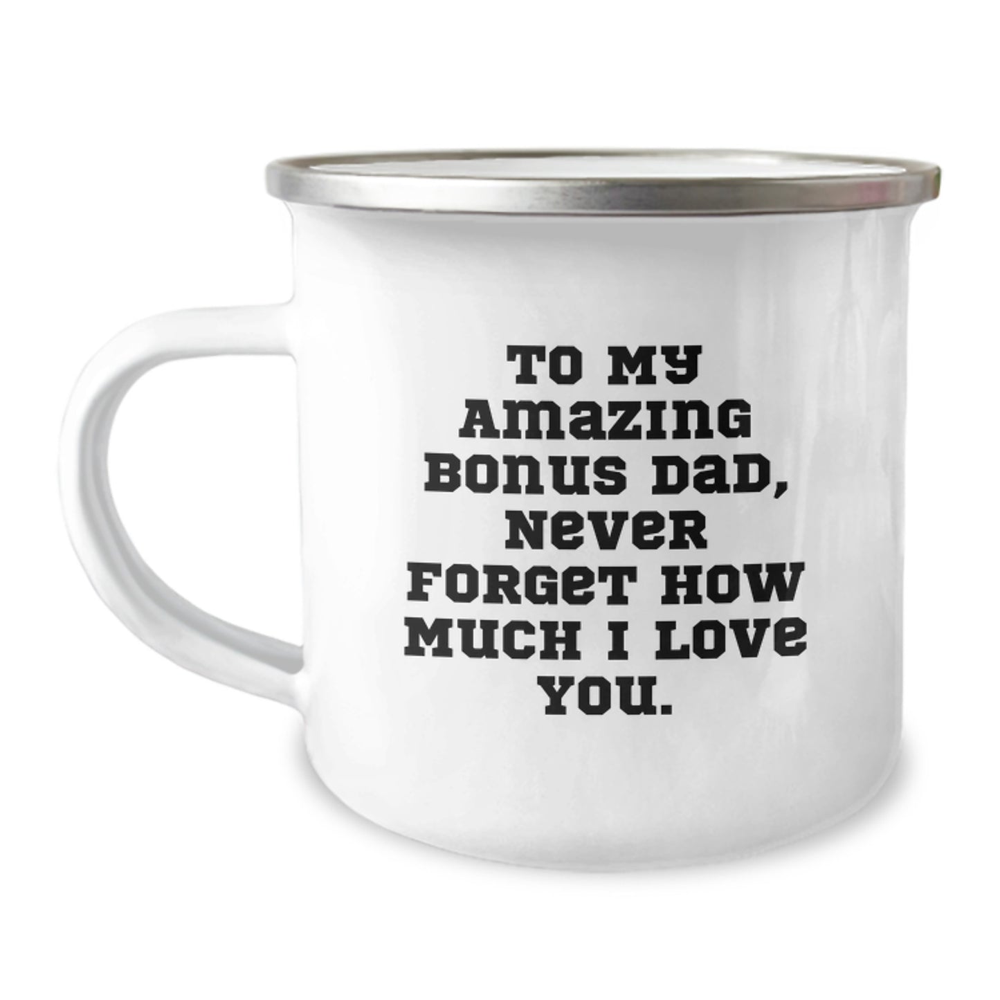 Funny Bonus Dad Gifts for Him Christmas Unique Mugs from Family to Son's Father, 'To My Amazing Bonus Dad, Never Forget How Much I Love You.' - Image 1
