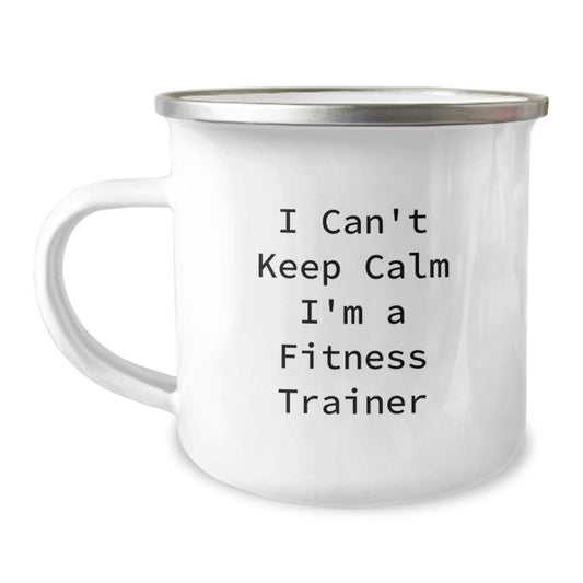 Fitness Trainer Christmas Unique Gifts from Friends - Funny Camping Mug for Men, Women, Family - I Can't Keep Calm I'm A Fitness Trainer Gift - Image 1