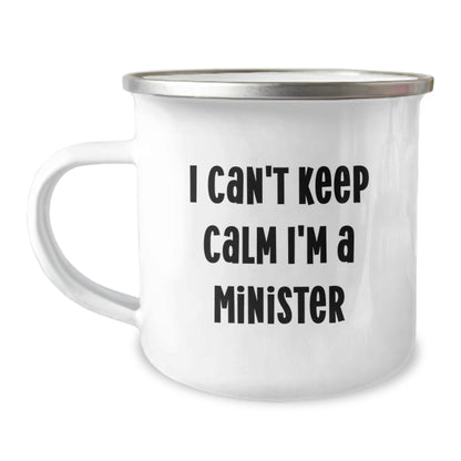 Funny Minister Gifts from Men to Minister Friends and Family, I Can't Keep Calm I'm A Minister Camping Mug for Christmas Unique Gifts - Image 1
