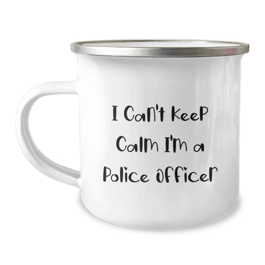 Camping Mug Funny Police Officer Gifts from Men to Family and Friends for Christmas Unique Presents - I Can't Keep Calm I'm A Police Officer - Image 1