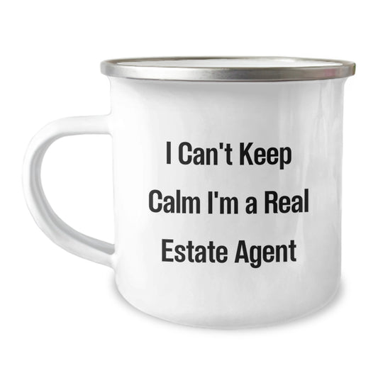 Funny Real Estate Agent Gifts from Friends for Christmas - Camping Mug - I Can't Keep Calm I'm A Real Estate Agent - Image 1
