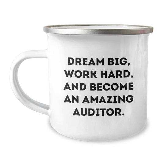 Funny Auditor Gifts for Men from Friends - Camping Mug with Dream Big Quote - Perfect for Christmas Unique Gifts - Image 1
