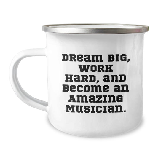 Inspiring Musician Gifts from Friends for Christmas - 'Dream Big' Funny Camping Mug - Image 1