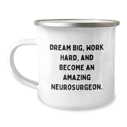 Funny Neurosurgeon Gifts for Men, Inspirational Camping Mug, Christmas Unique Gifts from Family to Friends, 'Dream Big Work Hard' - Image 1